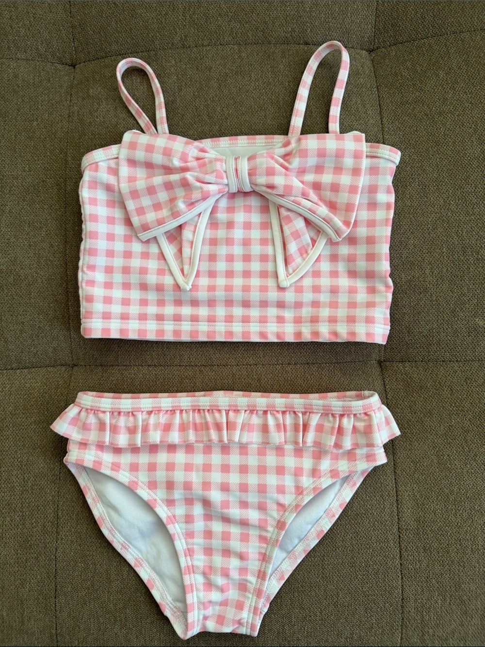 Gymboree Pink Gingham Ruffled Two-Piece Swim Set